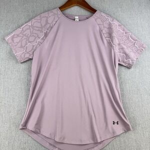 Under Armour HeatGear Top Women's Medium Lavender Short Sleeve Open Back Gym
